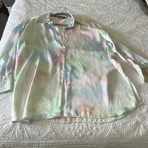 Zara multicolored pastel blouse; satin
